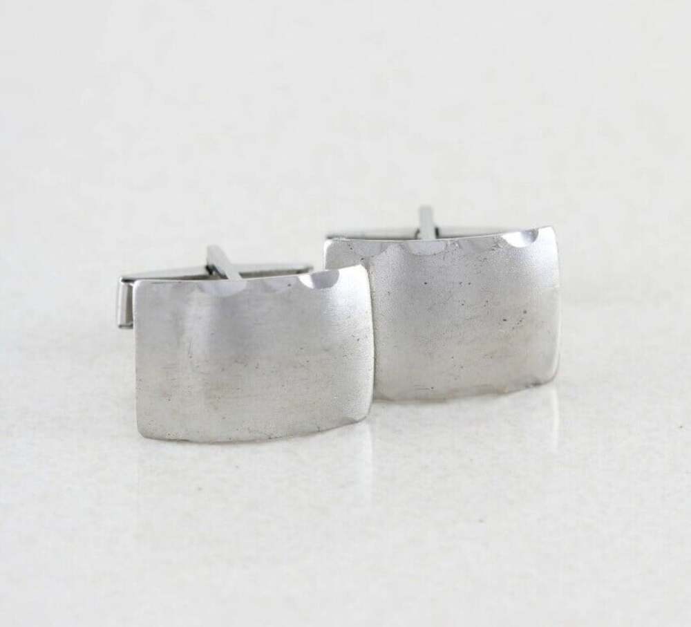 Mens Sterling Silver Bullet Back Cufflinks 3/4" x 1/2"